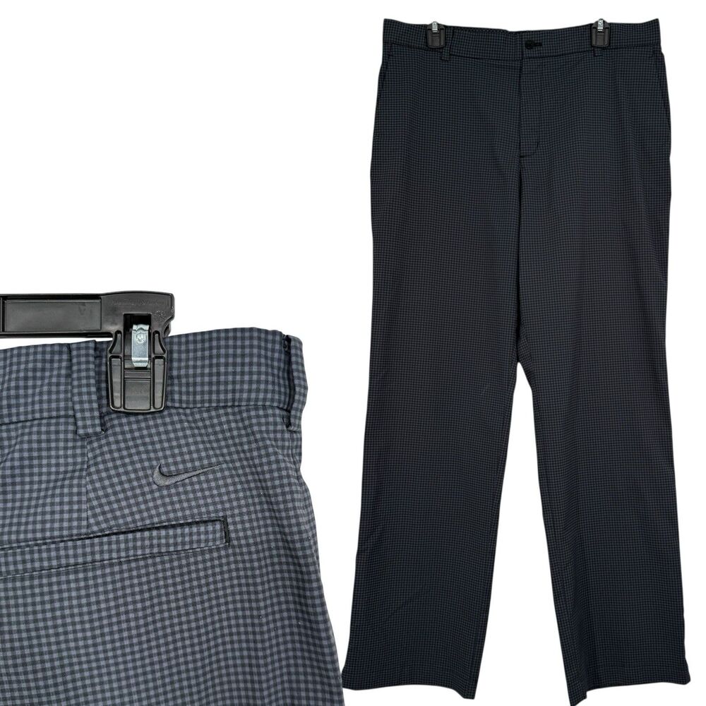 Nike Golf Pants Mens 35x32 Gray Black Plaid Sporty Preppy